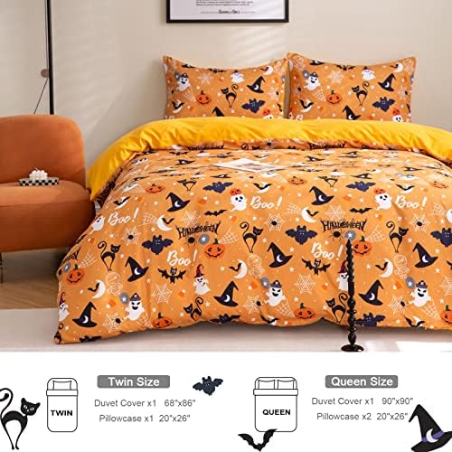 Luxudecor Halloween Duvet Cover Set Twin Size