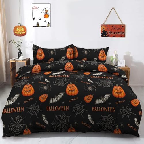 Halloween Duvet Cover Queen Size with Pillowcases