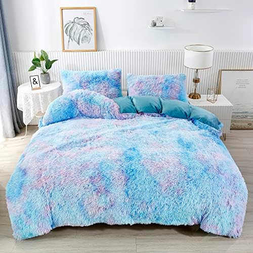 RYNGHIPY Rainbow Tie Dye Duvet Cover Set Queen Size 3Pcs