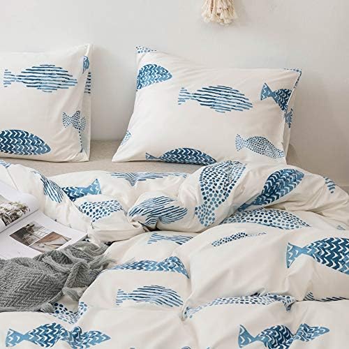MOZEO Fish Print Duvet Cover Set 3 Pc Queen