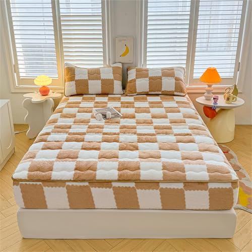 BYHIP Flannel Velvet Bed Sheet with Deep Pocket Mattress Protector