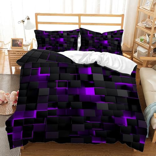 Geometric Violet Duvet Cover Set Twin Size 3PCS