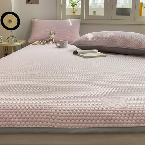 Pink Cooling Mattress Protector Pad 120x200cm 2pcs