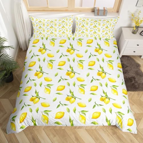 Feelyou Lemon Print Duvet Cover Set Twin Size