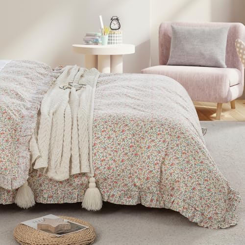 DAUAOTO Twin Duvet Cover Set 68x86 Pink Floral 100 Cotton