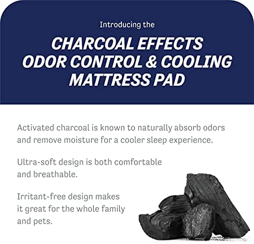 Water-Resistant Charcoal Mattress Pad Queen Size White