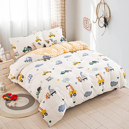 Kids Duvet Cover Set Twin - Car Truck Print