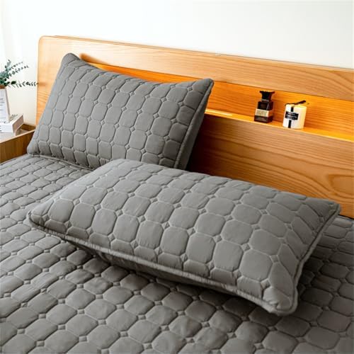 BYHIP Fitted Sheet and Pillowcase 100 Brushed Microfiber Twin Dark Gray