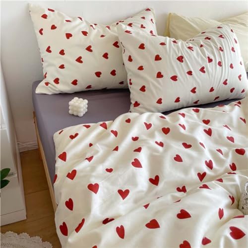 Nayoroom Heart-Shaped Duvet Cover Set 3Pcs 100 Cotton 1