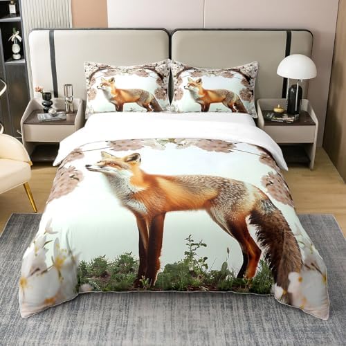 Feelyou Fox Duvet Cover Set Twin Size 100 Cotton 1