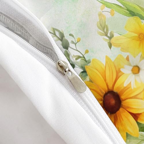 AILONEN Green Sunflower Duvet Cover Set 3 Piece
