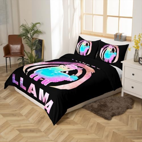 Feelyou Llama Duvet Cover Set Kids Ultra Soft Cartoon Bedding