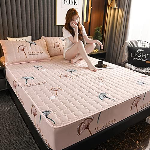 FCLDESHOP Mattress Protector Fitted Sheet 180x220cm Beige