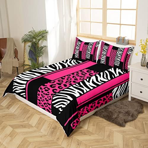 Feelyou Leopard Zebra Duvet Cover Set for Kids Full Size