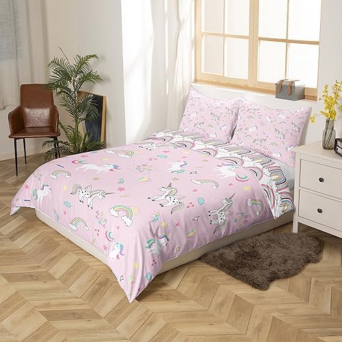 Feelyou Girls Unicorn Duvet Cover Set Full Size