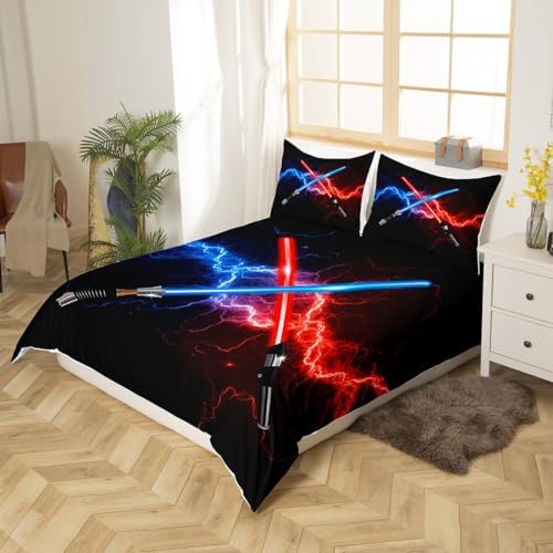 Castle Fairy Blue Purple Lightsaber Duvet Cover Set Queen Size 3Pcs