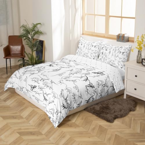 Feelyou Dinosaur Duvet Cover Set Twin Size 3D Print Bedding