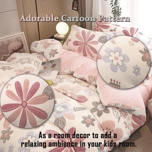 MorroMorn Pink Duvet Cover Queen with Floral Pattern