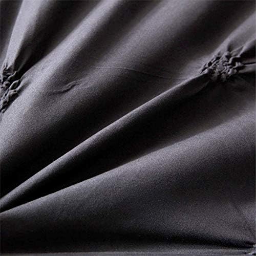 Feelyou Pinch Pleated Duvet Cover Set - Solid Black with 2 Pillow Shams