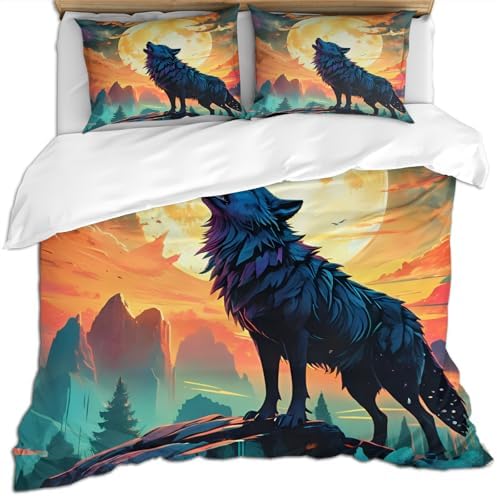 LTAETHC Duvet Cover Queen Size with 3D Forest Animals Print