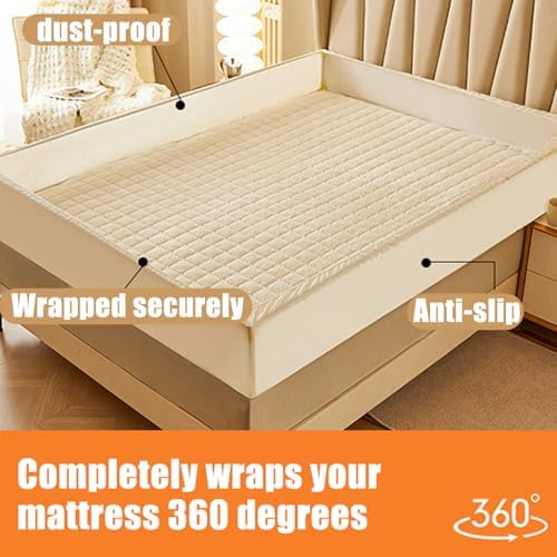 LDLCYCN Velvet Mattress Protector Queen Deep Pocket Warm Cover