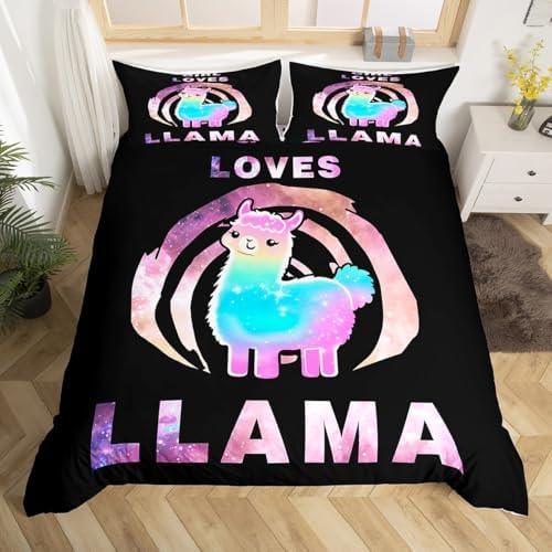 Feelyou Llama Duvet Cover Set Kids Ultra Soft Cartoon Bedding
