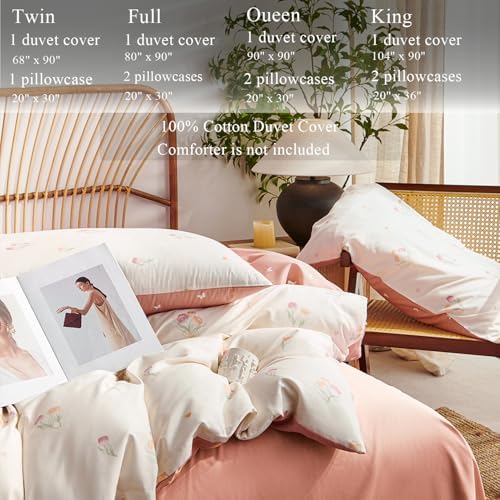 Pink Floral Duvet Cover Set with 2 Pillowcases
