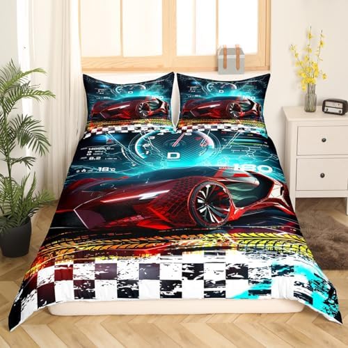Jejeloiu Race Sports Car Duvet Set for Kids