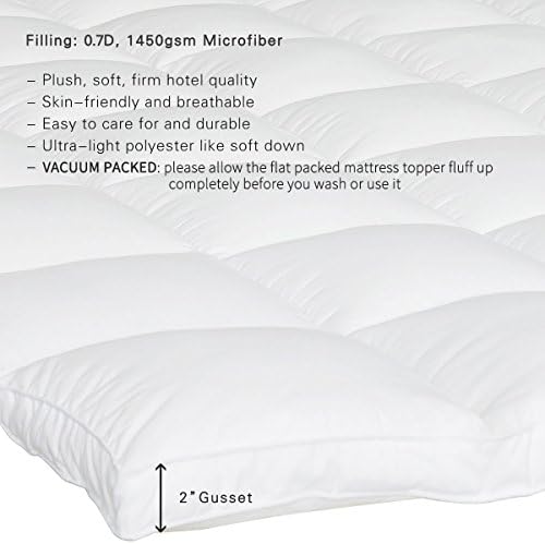 SUFUEE 2 Inch Thick Down Alternative Mattress Topper Full Size