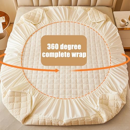 LDLCYCN Velvet Mattress Protector Queen Deep Pocket Warm Cover
