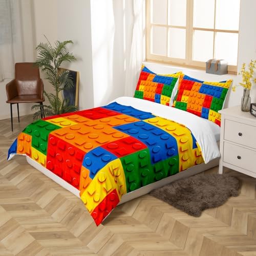 Erosebridal 3D Rainbow Blocks Duvet Cover Set Twin
