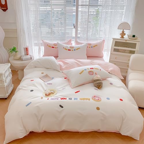 MorroMorn Chenille Embroidered Duvet Cover Set Queen Size