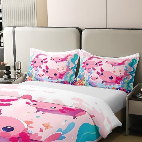 jejeloiu Axolotl Duvet Cover Set Twin Size