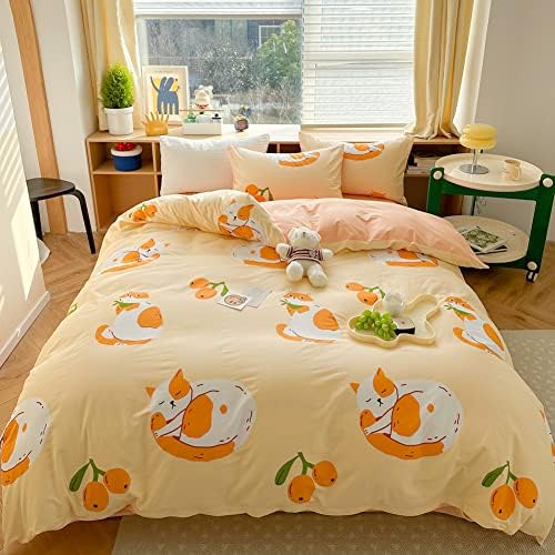 LIWHENHAO Cute Cat Duvet Cover Set Twin 100 Cotton 1