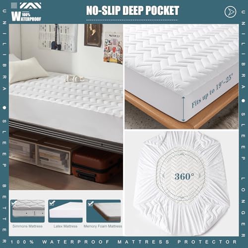 UNILIBRA Twin XL Waterproof Mattress Protector with Quilted Fill