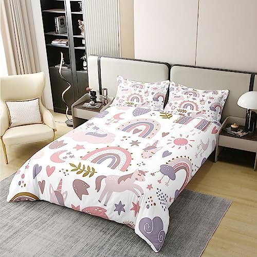 Castle Fairy Kids Unicorn Duvet Cover Set with Pillowcase 1