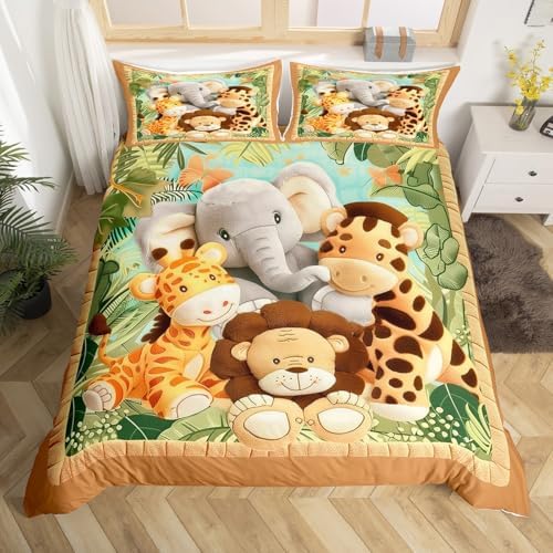 Feelyou Toddler Cartoon Animal Duvet Cover Set
