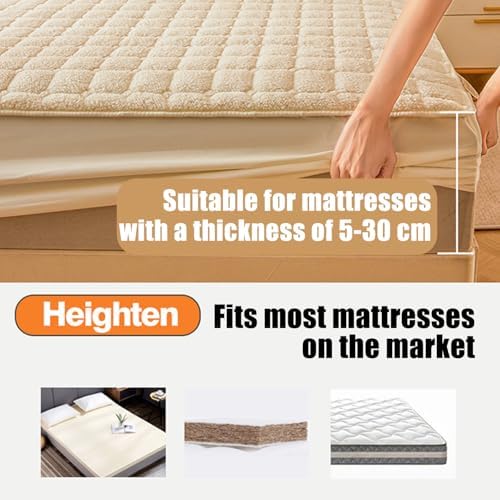 LDLCYCN Velvet Mattress Protector Queen Deep Pocket Warm Cover
