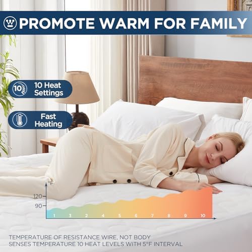 Westinghouse Heated Mattress Pad Cal King Size 10 Heat Settings