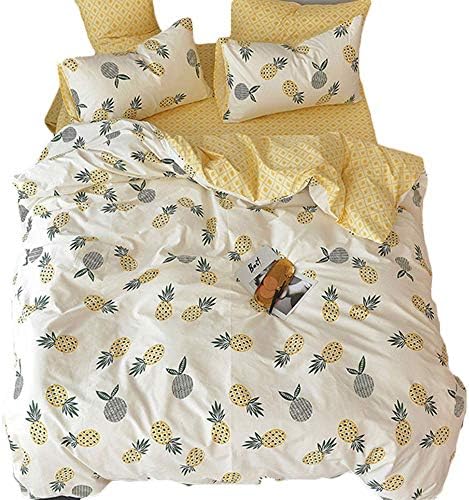 Feelyou Yellow Pineapple Duvet Cover Set Queen Size