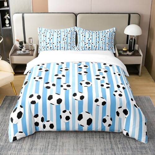 Feelyou Soccer Duvet Cover Set 2Pcs Zipper Cotton