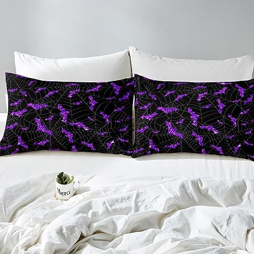 Castle Fairy Purple Glitter Bat Duvet Cover Set Twin Size 1