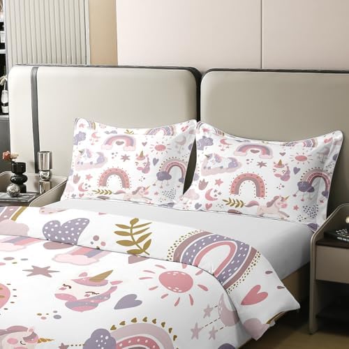 Castle Fairy Kids Unicorn Duvet Cover Set with Pillowcase 1