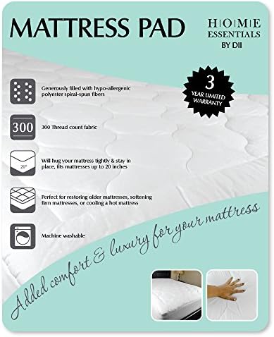 DII Plush Cotton Mattress Pad Queen White 1