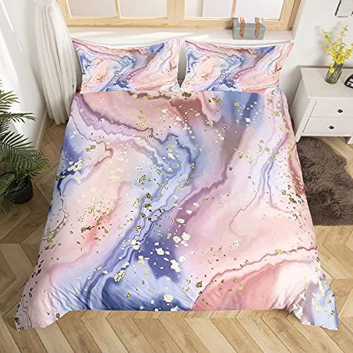 Feelyou Girls Pink Marble Duvet Cover Set