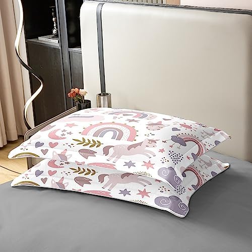 Castle Fairy Kids Unicorn Duvet Cover Set with Pillowcase 1