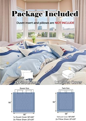 MorroMorn 3PCS Twin Duvet Cover Set for Kids