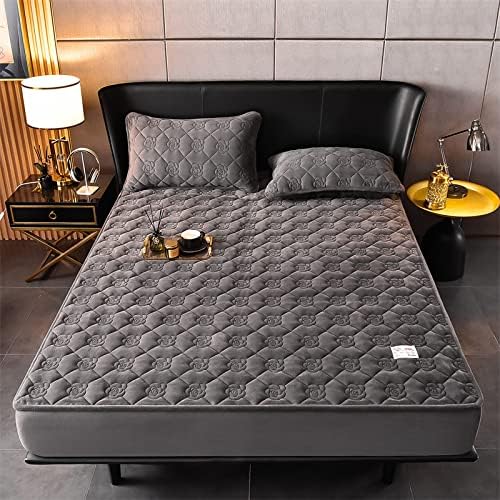 FCLDESHOP Deep Pocket Flannel Fitted Sheet Dark Grey 120x200cm
