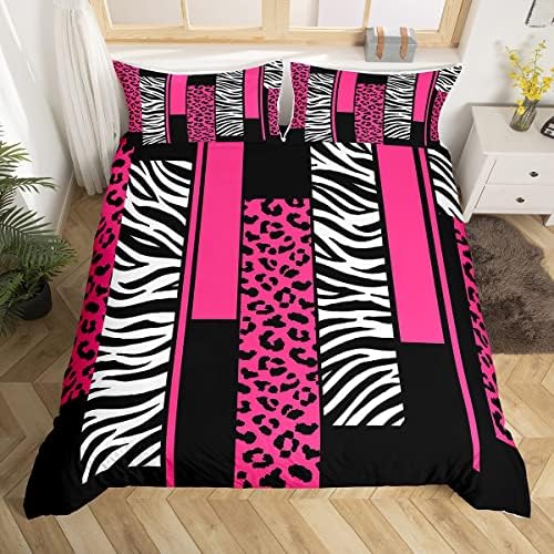 Feelyou Leopard Zebra Duvet Cover Set for Kids Full Size