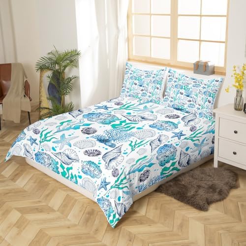 Feelyou Starfish Ocean Duvet Cover Set for Kids